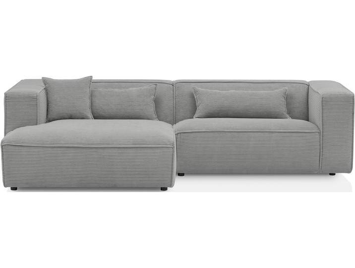 Ecksofa PIARA mit Kedernaht in Cord oder Leinenoptik, moderne Couch in L-Form , grau (hellgrau), B:267cm H:66cm T:167cm, 100% Polyester, LEGER HOME BY LENA GERCKE, Sofas, wahlweise Ottomane rechts/links, schwarze Füße, bequemer Sitzkomfort von LeGer