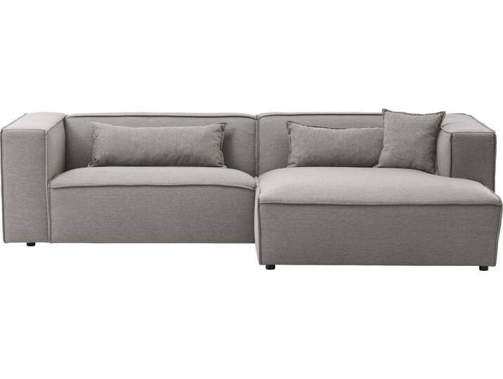 Ecksofa PIARA mit Kedernaht in Cord oder Leinenoptik, moderne Couch in L-Form , grau (silbergrau), B:267cm H:66cm T:167cm, 100% Polyester, LEGER HOME BY LENA GERCKE, Sofas, wahlweise Ottomane rechts/links, schwarze Füße, bequemer Sitzkomfort von LeGer