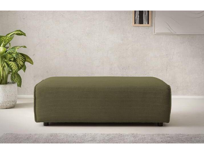 Hocker PIARA, Polsterhocker mit Kedernaht, Cord, Leinenoptik o. Strukturstoff , grün (khaki), B:130cm H:44cm T:62cm, 100% Polyester, LEGER HOME BY LENA GERCKE, Hocker, Polsterhocker, zur Serie PIARA, rechteckig, schwarze Füße, bequemer Sitzkomfort von LeGer