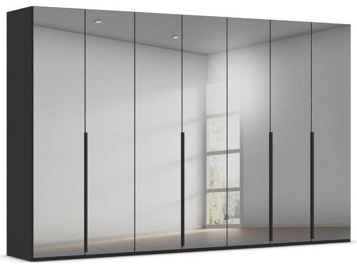 Kleiderschrank Schrank Garderobe Ankleide Schlafzimmer Flur Serina , schwarz, grauspiegel, B:351cm H:223cm T:61cm, Holzwerkstoff, LEGER HOME BY LENA GERCKE, Schränke, in 6 Breiten (101 - 401 cm) mit Front Glas oder Dekor MADE IN GERMANY von LeGer