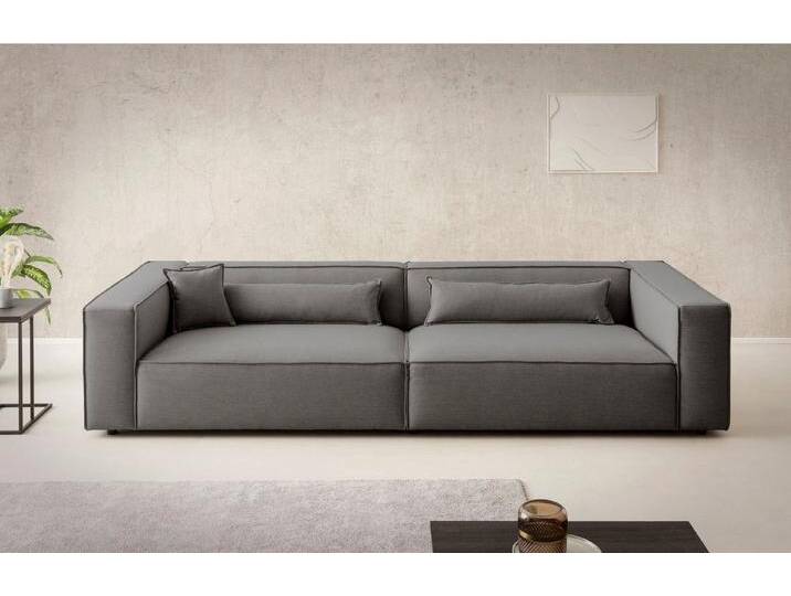LeGer Home by Lena Gercke 3-Sitzer PIARA, XXL Sofa mit Kedernaht, Big-Sofa in Cord oder Leinenoptik, schwarze Füße, bequemer Sitzkomfort, extra tiefe Sitzfläche von LeGer