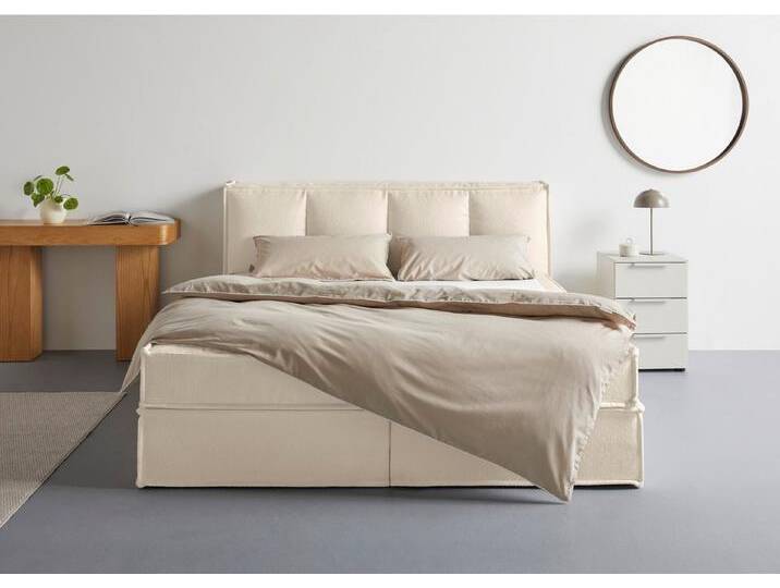 LeGer Home by Lena Gercke Boxspringbett Addyson (Härtegrade H2, H3 und H4 wählbar), Boxspringbett inkl. Topper, 2 Matratzen, beige, H2 (80 kg) von LeGer