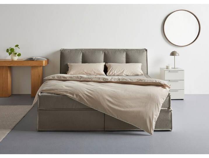 LeGer Home by Lena Gercke Boxspringbett Addyson (Härtegrade H2, H3 und H4 wählbar), Boxspringbett inkl. Topper, 2 Matratzen, grau, H3 (100 kg) von LeGer