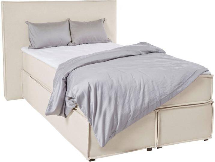 LeGer Home by Lena Gercke Boxspringbett Yuma, incl. Topper, in 4 Breiten, 3 Matratzenarten und je 2 Härtegraden, beige, Bonnell-Federkernmatratze von LeGer