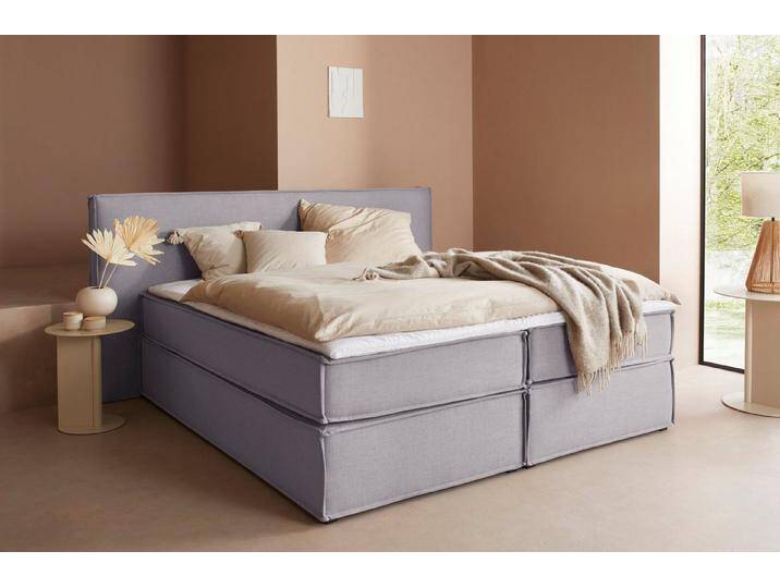 LeGer Home by Lena Gercke Boxspringbett Yuma, incl. Topper, in 4 Breiten, 3 Matratzenarten und je 2 Härtegraden, braun, 7-Zonen-Tonnentaschen-Federkernmatratze von LeGer