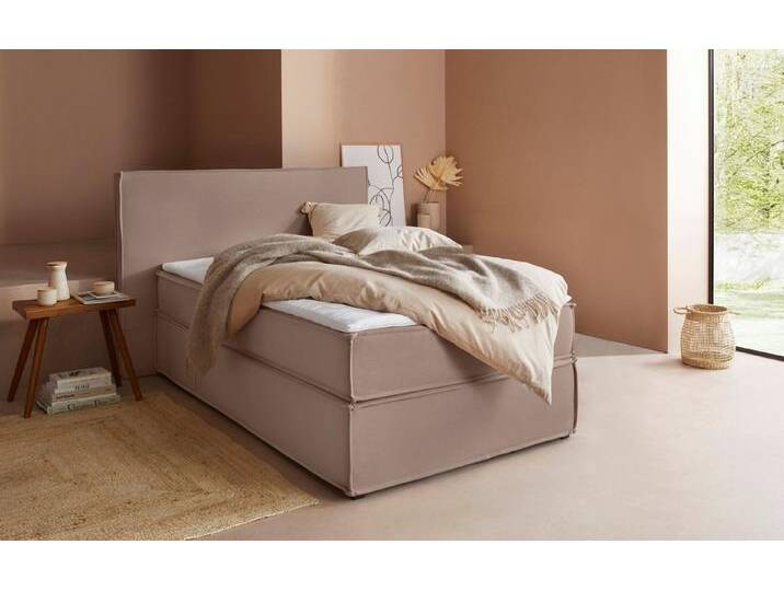 LeGer Home by Lena Gercke Boxspringbett Yuma, incl. Topper, in 4 Breiten, 3 Matratzenarten und je 2 Härtegraden, braun, Bonnell-Federkernmatratze von LeGer