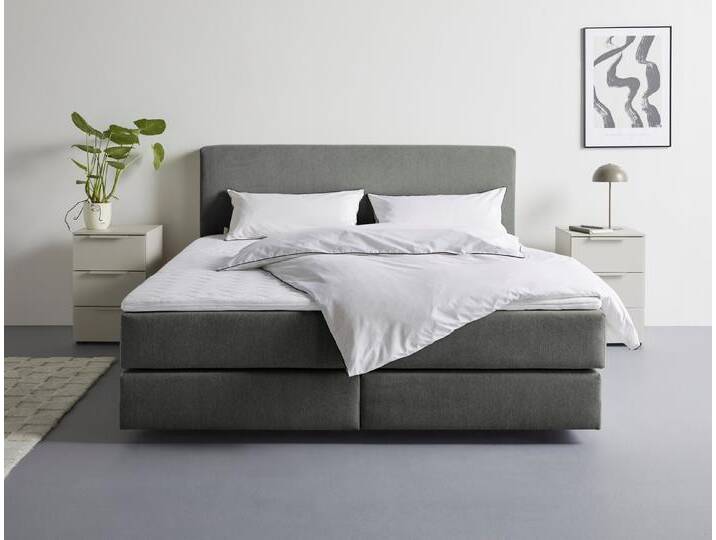 LeGer Home by Lena Gercke Boxspringbett Zalia erhältlich in verschiedenen Breiten, inkl. Toppper, grau, Bonnell-Federkernmatratze , H3 (100 kg) von LeGer
