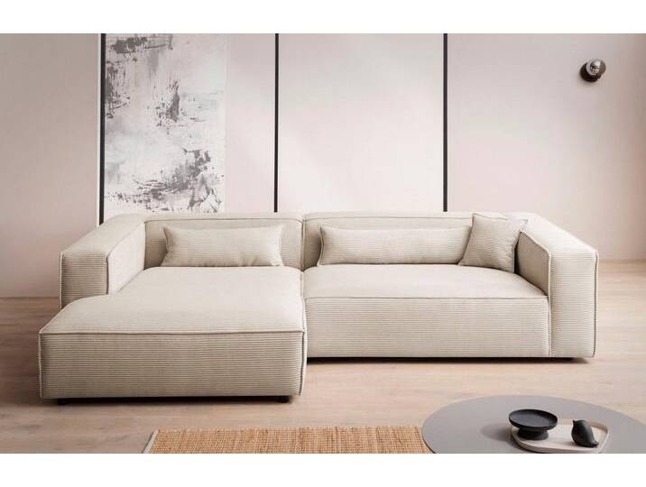 LeGer Home by Lena Gercke Ecksofa PIARA XXL, Big-Sofa in Cord oder Leinenoptik, L-Form, mit Kedernaht, schwarze Füße, extra tiefe Sitzfläche von LeGer
