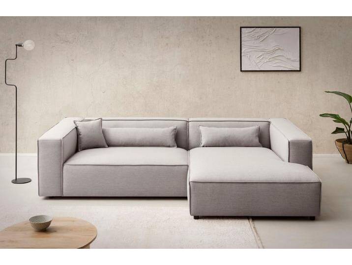 LeGer Home by Lena Gercke Ecksofa PIARA XXL, Big-Sofa in Cord oder Leinenoptik, L-Form, mit Kedernaht, schwarze Füße, extra tiefe Sitzfläche von LeGer