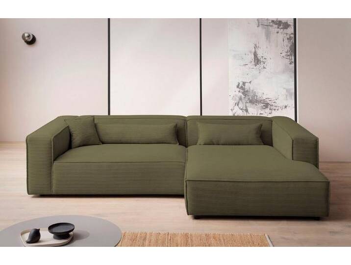 LeGer Home by Lena Gercke Ecksofa PIARA XXL, Big-Sofa in Cord oder Leinenoptik, L-Form, mit Kedernaht, wahlweise Ottomane rechts/links, schwarze Füße, extra tiefe Sitzfläche von LeGer