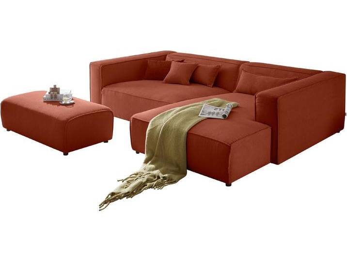 LeGer Home by Lena Gercke Ecksofa PIARA XXL, L-Form, Schlaffunktion, Cord, Leinenoptik o. Strukturstoff, Hocker stellbar zum Schlafsofa (Krokodilverbinder), tiefe Sitzfläche von LeGer