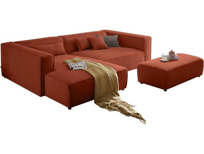 LeGer Home by Lena Gercke Ecksofa PIARA XXL, L-Form, Schlaffunktion, Cord, Leinenoptik o. Strukturstoff, Hocker stellbar zum Schlafsofa (Krokodilverbinder), tiefe Sitzfläche von LeGer