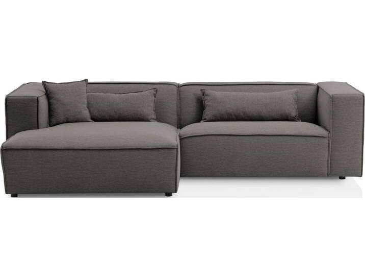 LeGer Home by Lena Gercke Ecksofa PIARA mit Kedernaht in Cord oder Leinenoptik, moderne Couch in L-Form, schwarze Füße, bequemer Sitzkomfort, grau von LeGer