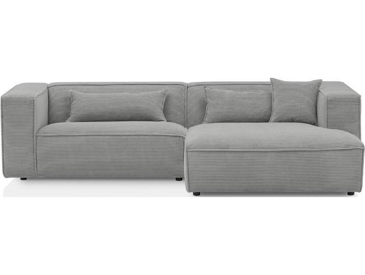 LeGer Home by Lena Gercke Ecksofa PIARA mit Kedernaht in Cord oder Leinenoptik, moderne Couch in L-Form, schwarze Füße, bequemer Sitzkomfort, grau von LeGer