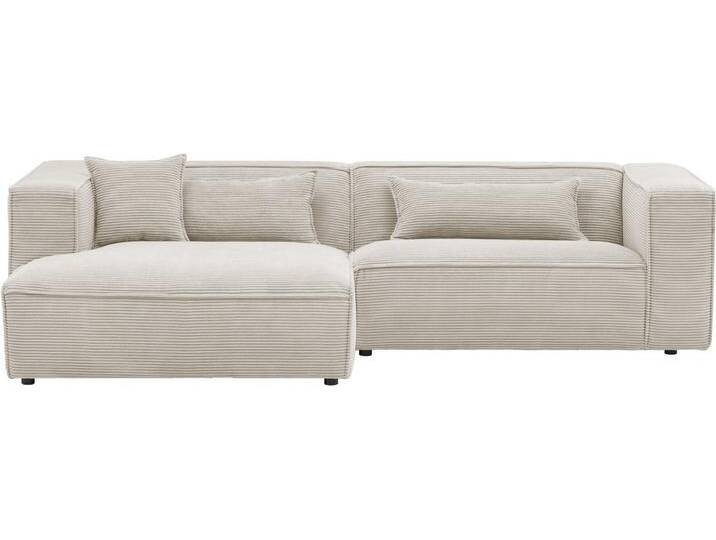 LeGer Home by Lena Gercke Ecksofa PIARA mit Kedernaht in Cord oder Leinenoptik, moderne Couch in L-Form, schwarze Füße, bequemer Sitzkomfort von LeGer