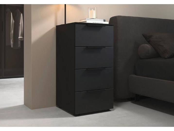 LeGer Home by Lena Gercke Kommode Serina, mit 4 Schubkästen sowie hochwertigen Metallgriffen MADE IN GERMANY, schwarz, Schwarz/Schwarz Mattglas von LeGer