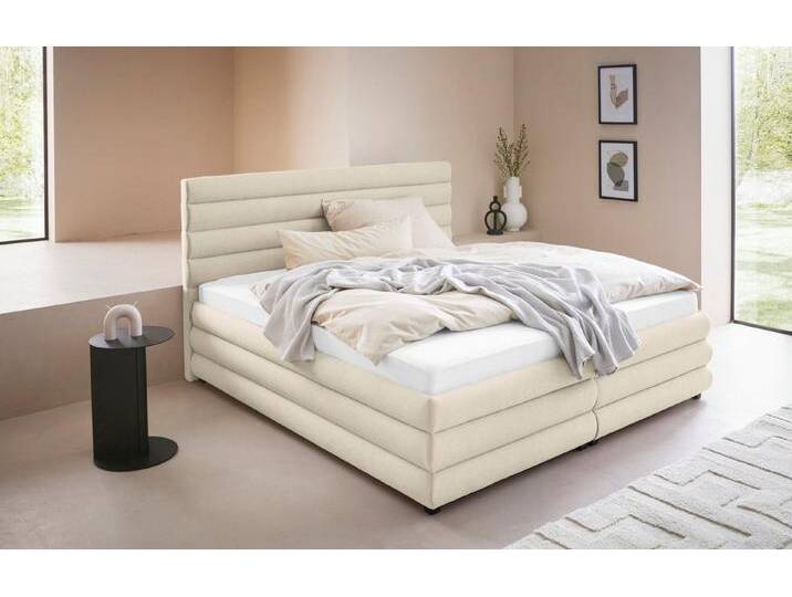 LeGer Home by Lena Gercke Polsterbett Maylis, auch in 200cm Breite, beige, 7-Zonen-Kaltschaummatratze , H2 (80 kg), creme von LeGer