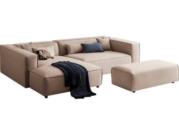 LeGer Home by Lena Gercke Polsterecke PIARA XXL, L-Form mit Schlaffunktion, Big-Sofa in Cord o. Leinenoptik, Hocker stellbar zum Schlafsofa (Krokodilverbinder), tiefe Sitzfläche von LeGer