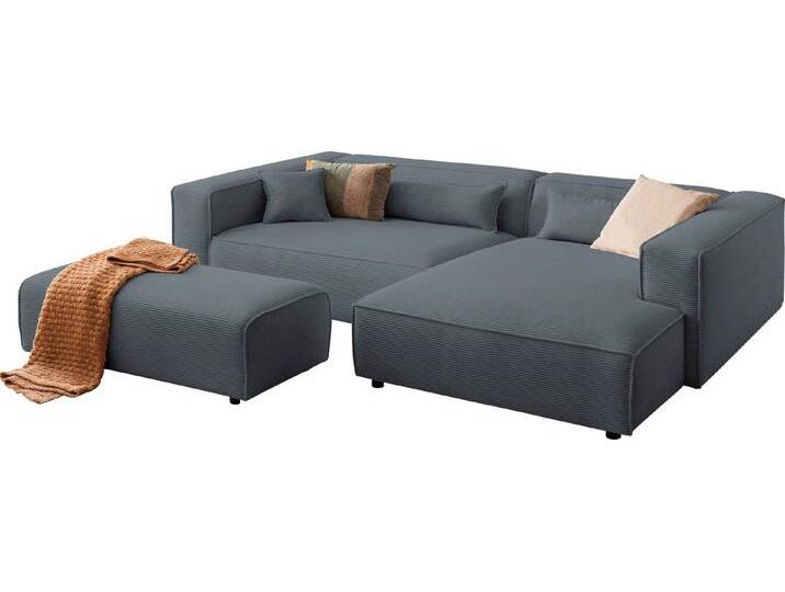 LeGer Home by Lena Gercke Polsterecke PIARA XXL, L-Form mit Schlaffunktion, Big-Sofa in Cord o. Leinenoptik, Hocker stellbar zum Schlafsofa (Krokodilverbinder), tiefe Sitzfläche von LeGer