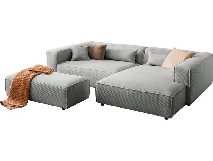 LeGer Home by Lena Gercke Polsterecke PIARA XXL, L-Form mit Schlaffunktion, Big-Sofa in Cord o. Leinenoptik, Hocker stellbar zum Schlafsofa (Krokodilverbinder), tiefe Sitzfläche von LeGer