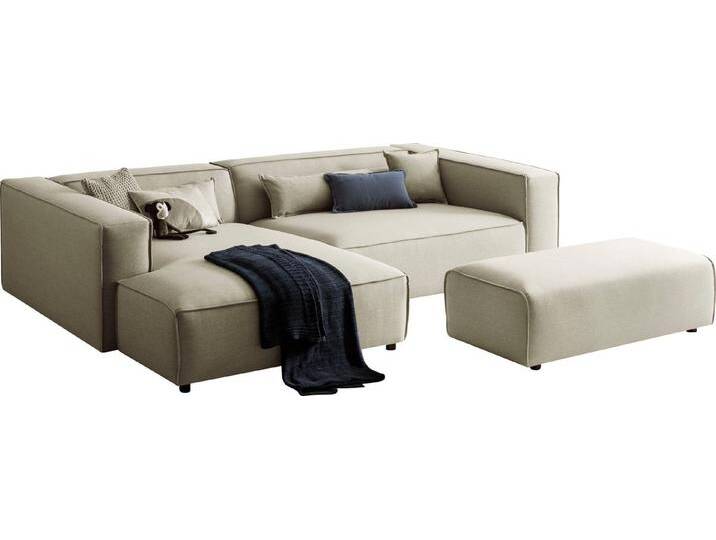 LeGer Home by Lena Gercke Polsterecke PIARA XXL, L-Form mit Schlaffunktion, Big-Sofa in Cord o. Leinenoptik, Hocker stellbar zum Schlafsofa (Krokodilverbinder), tiefe Sitzfläche von LeGer