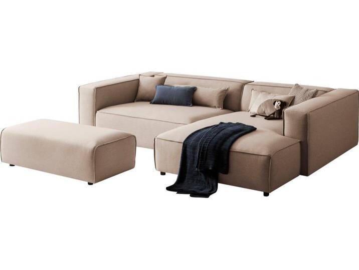 LeGer Home by Lena Gercke Polsterecke PIARA XXL, L-Form mit Schlaffunktion, Big-Sofa in Cord o. Leinenoptik, Hocker stellbar zum Schlafsofa (Krokodilverbinder), tiefe Sitzfläche von LeGer