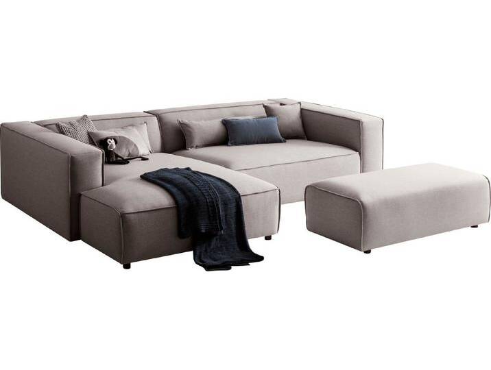 LeGer Home by Lena Gercke Polsterecke PIARA XXL, L-Form mit Schlaffunktion, Big-Sofa in Cord o. Leinenoptik, Hocker stellbar zum Schlafsofa (Krokodilverbinder), tiefe Sitzfläche von LeGer