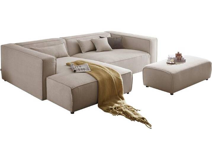 LeGer Home by Lena Gercke Polsterecke PIARA XXL, L-Form mit Schlaffunktion, Big-Sofa in Cord o. Leinenoptik, Hocker stellbar zum Schlafsofa (Krokodilverbinder), tiefe Sitzfläche von LeGer