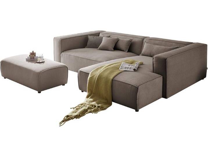 LeGer Home by Lena Gercke Polsterecke PIARA XXL, L-Form mit Schlaffunktion, Big-Sofa in Cord o. Leinenoptik, Hocker stellbar zum Schlafsofa (Krokodilverbinder), tiefe Sitzfläche von LeGer
