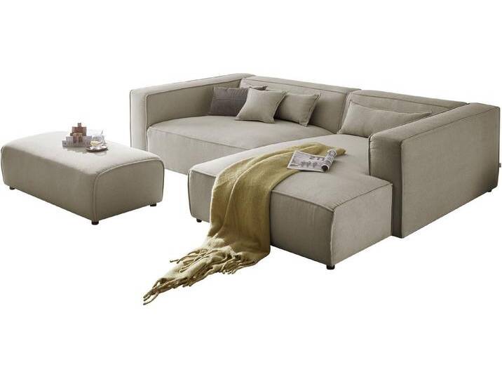 LeGer Home by Lena Gercke Polsterecke PIARA XXL, L-Form mit Schlaffunktion, Big-Sofa in Cord o. Leinenoptik, Hocker stellbar zum Schlafsofa (Krokodilverbinder), tiefe Sitzfläche von LeGer
