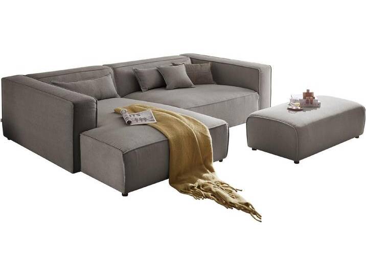 LeGer Home by Lena Gercke Polsterecke PIARA XXL, L-Form mit Schlaffunktion, Big-Sofa in Cord o. Leinenoptik, Hocker stellbar zum Schlafsofa (Krokodilverbinder), tiefe Sitzfläche von LeGer