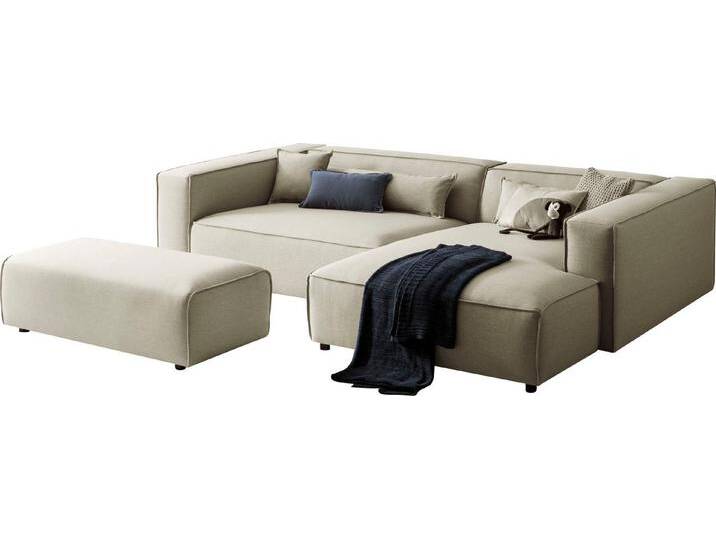 LeGer Home by Lena Gercke Polsterecke PIARA XXL, L-Form mit Schlaffunktion, Big-Sofa in Cord o. Leinenoptik, Hocker stellbar zum Schlafsofa (Krokodilverbinder), tiefe Sitzfläche von LeGer