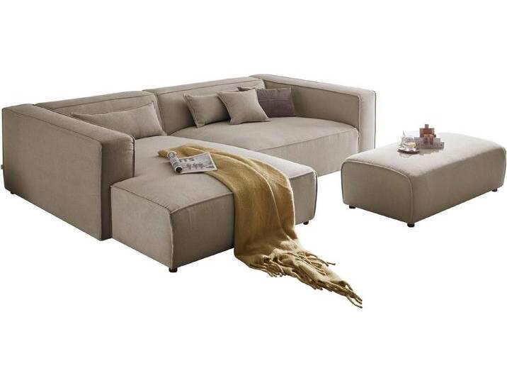 LeGer Home by Lena Gercke Polsterecke PIARA XXL, L-Form mit Schlaffunktion, Big-Sofa in Cord o. Leinenoptik, Hocker stellbar zum Schlafsofa (Krokodilverbinder), tiefe Sitzfläche von LeGer