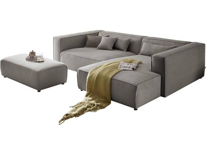 LeGer Home by Lena Gercke Polsterecke PIARA XXL, L-Form mit Schlaffunktion, Big-Sofa in Cord o. Leinenoptik, Hocker stellbar zum Schlafsofa (Krokodilverbinder), tiefe Sitzfläche von LeGer