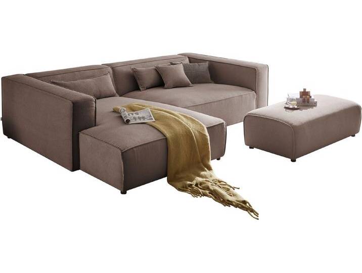 LeGer Home by Lena Gercke Polsterecke PIARA XXL, L-Form mit Schlaffunktion, Big-Sofa in Cord o. Leinenoptik, Hocker stellbar zum Schlafsofa (Krokodilverbinder), tiefe Sitzfläche von LeGer
