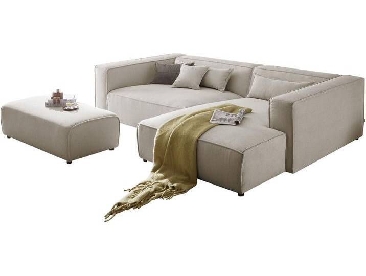 LeGer Home by Lena Gercke Polsterecke PIARA XXL, L-Form mit Schlaffunktion, Big-Sofa in Cord o. Leinenoptik, Hocker stellbar zum Schlafsofa (Krokodilverbinder), tiefe Sitzfläche von LeGer