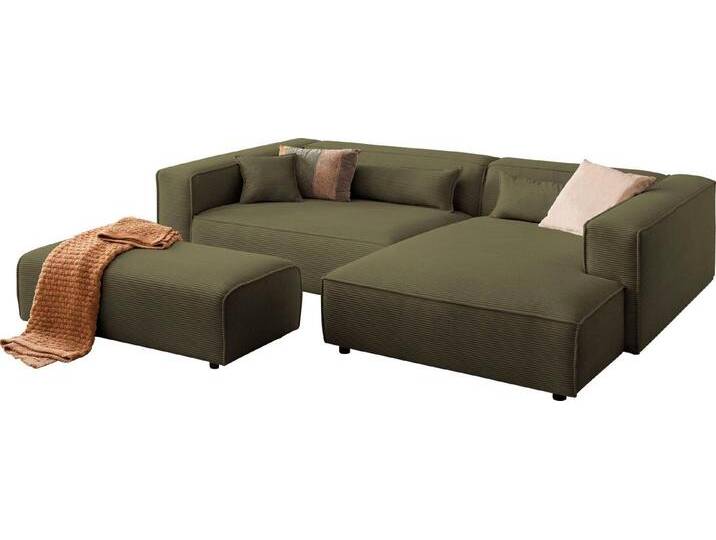 LeGer Home by Lena Gercke Polsterecke PIARA XXL, L-Form mit Schlaffunktion, Big-Sofa in Cord o. Leinenoptik, Hocker stellbar zum Schlafsofa (Krokodilverbinder), tiefe Sitzfläche von LeGer