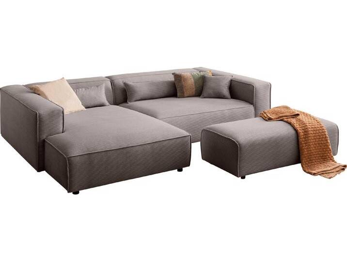 LeGer Home by Lena Gercke Polsterecke PIARA XXL, L-Form mit Schlaffunktion, Big-Sofa in Cord o. Leinenoptik, Hocker stellbar zum Schlafsofa (Krokodilverbinder), tiefe Sitzfläche von LeGer