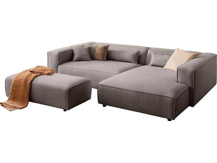 LeGer Home by Lena Gercke Polsterecke PIARA XXL, L-Form mit Schlaffunktion, Big-Sofa in Cord o. Leinenoptik, Hocker stellbar zum Schlafsofa (Krokodilverbinder), tiefe Sitzfläche von LeGer