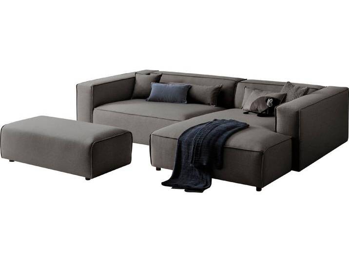 LeGer Home by Lena Gercke Polsterecke PIARA XXL, L-Form mit Schlaffunktion, Big-Sofa in Cord o. Leinenoptik, Hocker stellbar zum Schlafsofa (Krokodilverbinder), tiefe Sitzfläche von LeGer