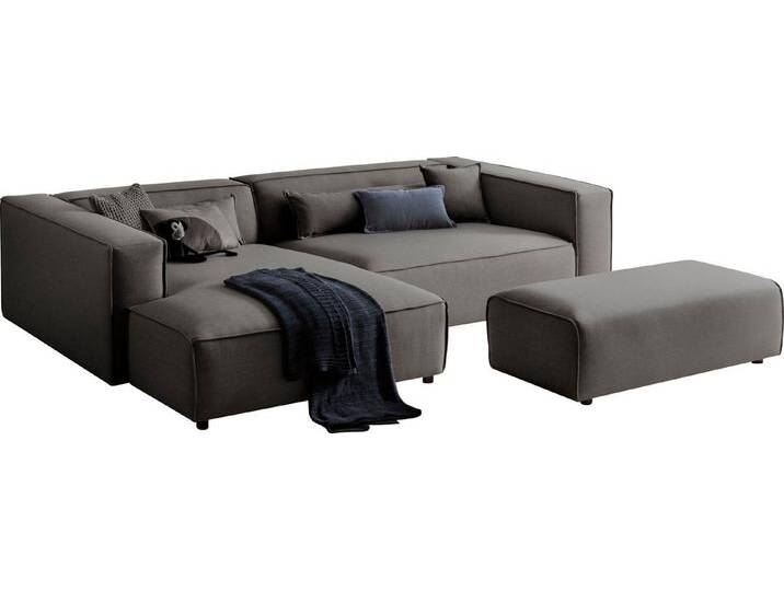 LeGer Home by Lena Gercke Polsterecke PIARA XXL, L-Form mit Schlaffunktion, Big-Sofa in Cord o. Leinenoptik, Hocker stellbar zum Schlafsofa (Krokodilverbinder), tiefe Sitzfläche von LeGer