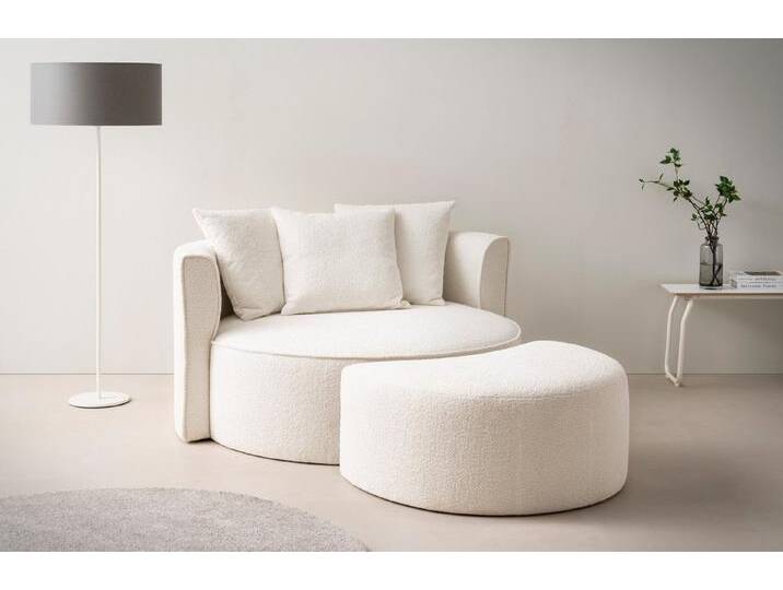 LeGer Home by Lena Gercke XXL-Sessel ISALIE, Rundsessel mit Hocker, Lesesessel, Loveseat, Big-Sessel (Set), trendige Stoffe, 3 Zierkissen, große Sitzfläche, Cord, Samt, Bouclé von LeGer
