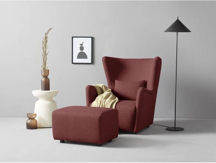 Ohrensessel Levke Sessel , rot (weinrot), B:86cm H:98cm T:80cm, 100% Recycled Polyester, LEGER HOME BY LENA GERCKE, Sessel, wahlweise mit oder ohne Hocker von LeGer