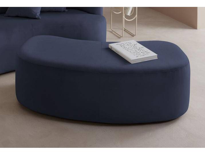 Polsterhocker Dilara , blau (dunkelblau), B:143cm H:45cm T:68cm, Struktur fein 100% Polyester);Samtoptik (100% Polyester);Bouclé (100% Polyester), LEGER HOME BY LENA GERCKE, Hocker, zur Serie Dilara , gerundete Optik, auch in Bezugsqualität Bouclé von LeGer