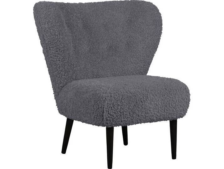 Sessel Dinah , grau (dunkelgrau), B:84cm H:92cm T:83cm, 100% Polyester, LEGER HOME BY LENA GERCKE, Sessel, Einzelsessel Ohrensessel mit Hocker Sessel mit Hocker Ohrensessel Sessel, Knopfheftung im Rücken, wahlweise mit oder ohne Hocker von LeGer