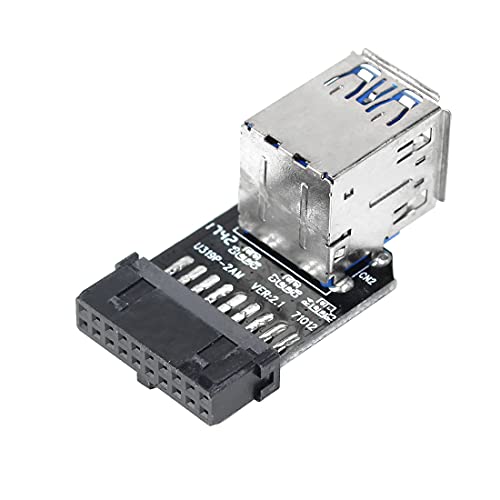 2X 20Pin auf Dual USB3.0 Adapter Konverter PC Motherboard 19Pin/20P Header auf 2Port USB3.0 Typ-A Buchse Kartenleser (PH22B) von LeHang