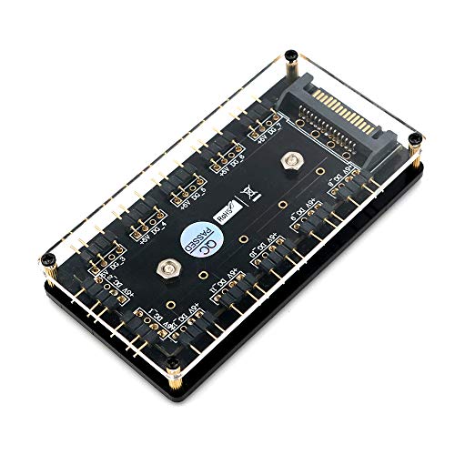 LeHang 12-poliger 5-V-RGB-LED-Splitter-Hub mit PMMA-Gehäuse und magnetischem Abstandshalter für ASUS/MSI 5-V-3-Pin-LED-Controller von LeHang