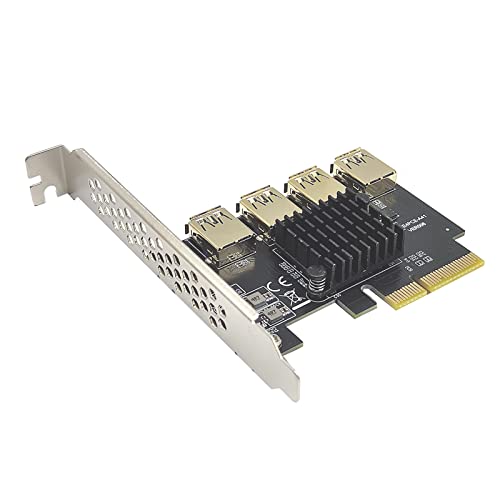 LeHang PCI-E 4X auf 4 PCI-Express 16X Steckplätze Riser-Karte,PCI-E 4X auf Externe 4 PCI-E USB 3.0 Adapterkarte,PCI-E Multiplikator Riser-Karte für Bitcoin-Mining von LeHang