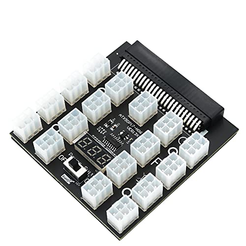 LeHang Upgrade Version ATX 50 Pin Power Slot auf 17x 6Pin Netzteil Breakout Board Adapter Konverter 12V mit 8X 6 Pin Netzteilkabel für Ethereum BTC Mining von LeHang