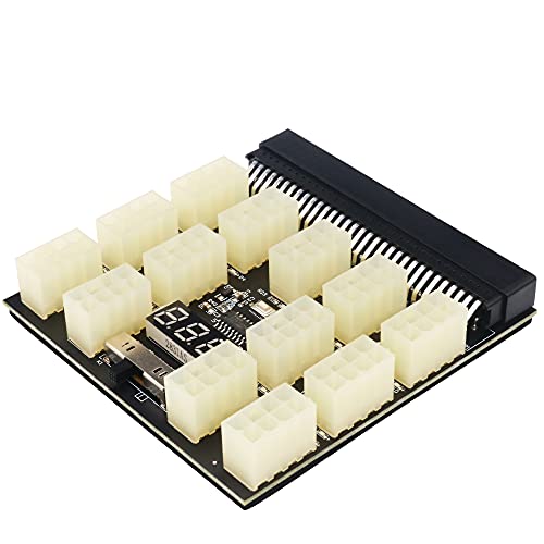 Upgrade Version ATX 13x 6/8Pin Power Supply Breakout Board Adapter Converter 12V mit 13 PCS 6Pin PCI-e auf 6+2Pin PCI-e Power Cable Spannung und Temperatur digitaler Anzeige für Ethereum BTC Mining von LeHang